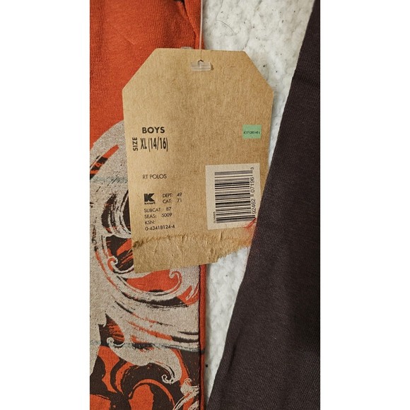 Route 66 Boys SZ XL 14/16 Long Sleeves Polo T-Shirt orange Graphic print - Picture 7 of 7